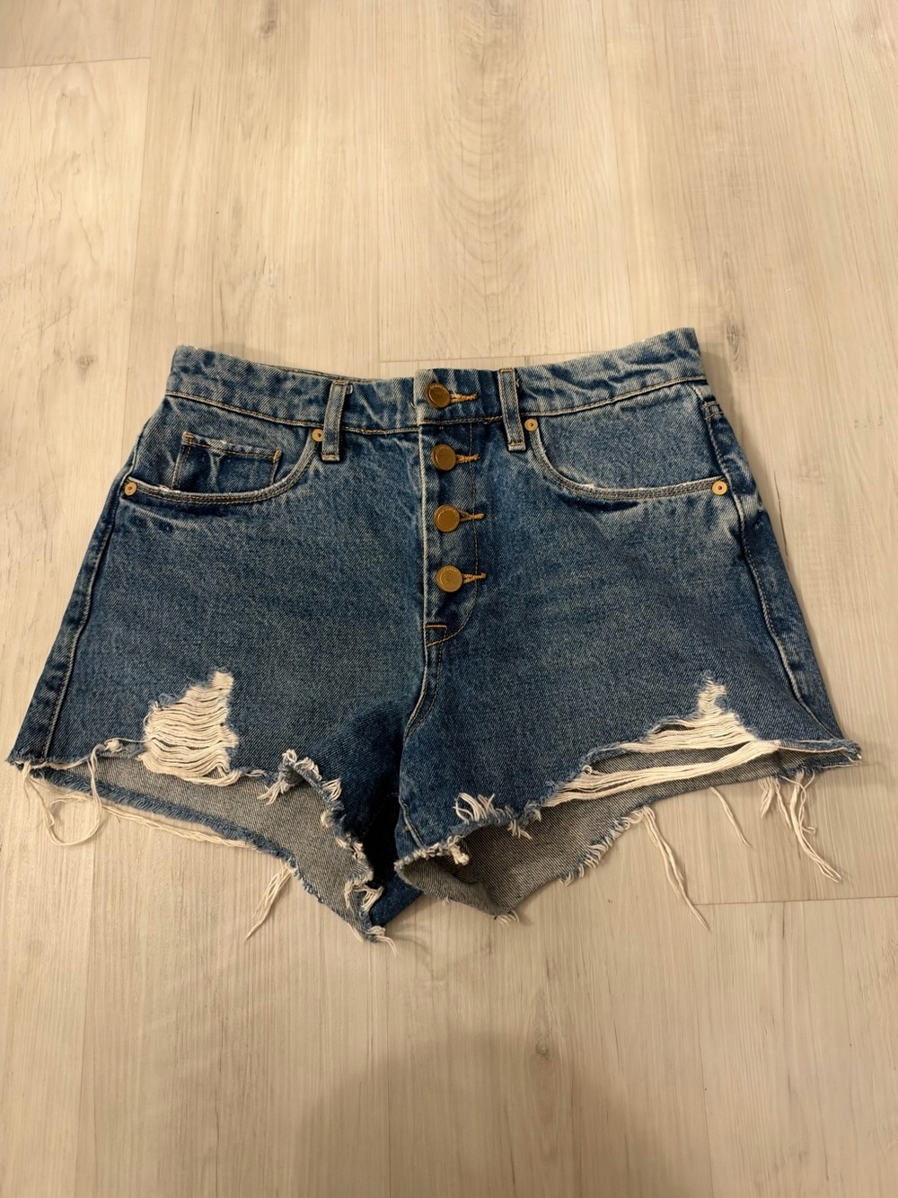 Blank NYC High-Rise Distressed Denim Shorts